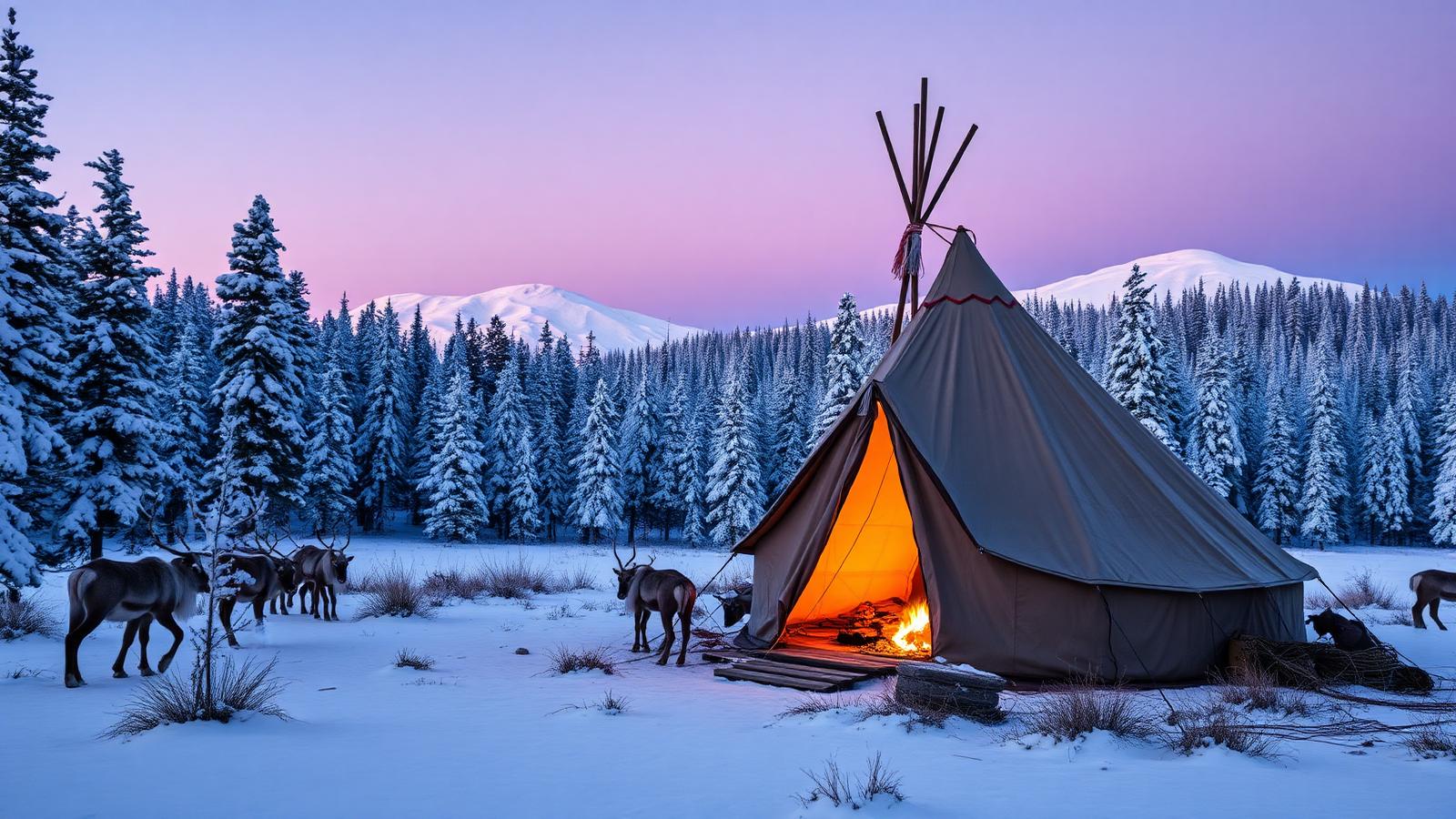 Swedish Lapland winter landscape with snow-covered forest