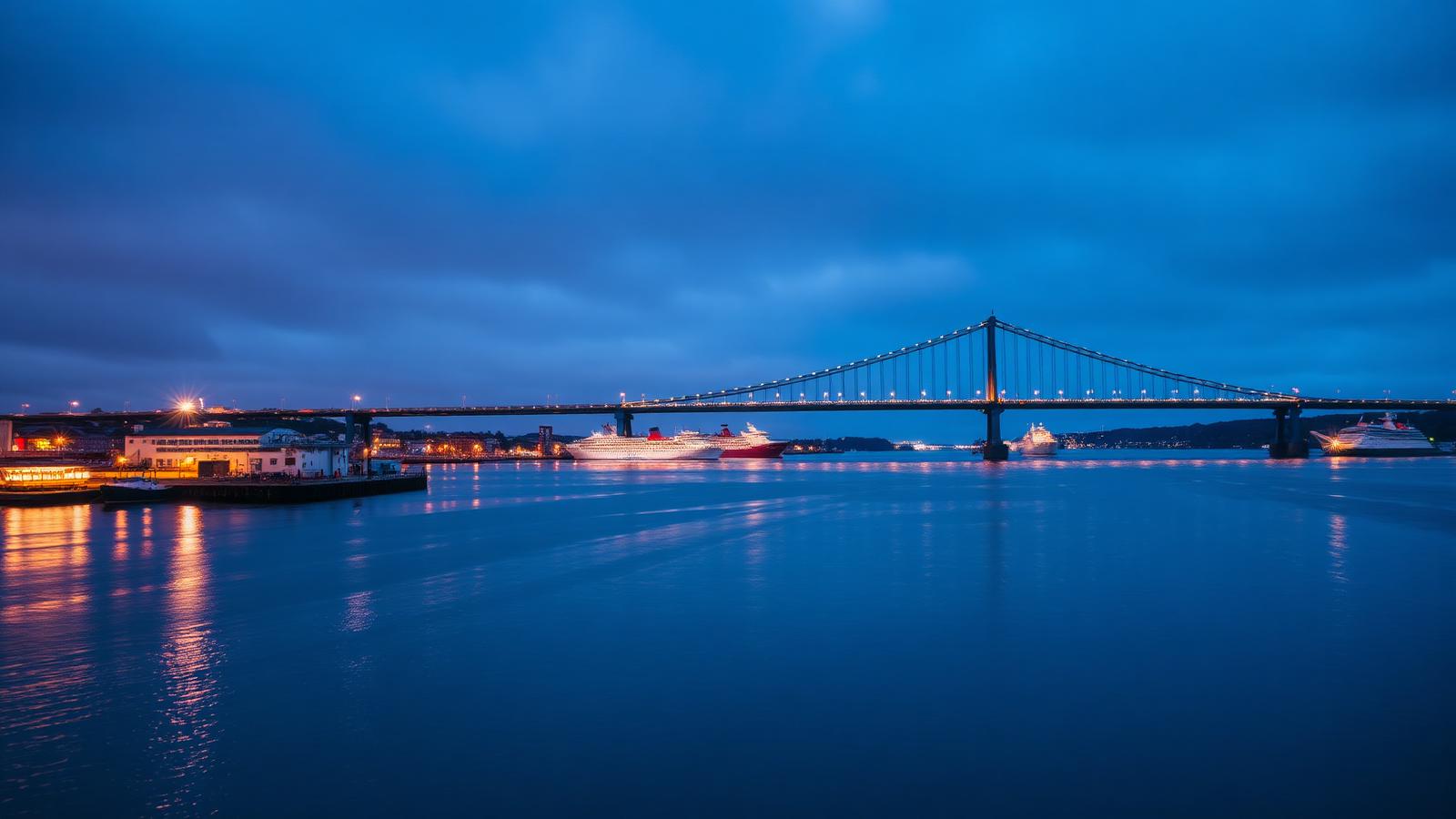 Gothenburg harbour skyline at dusk